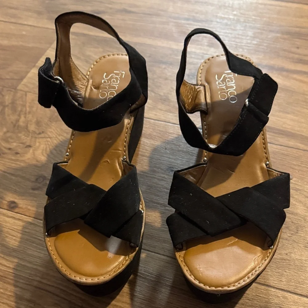 Franco Sarto Black Wedge Sandals